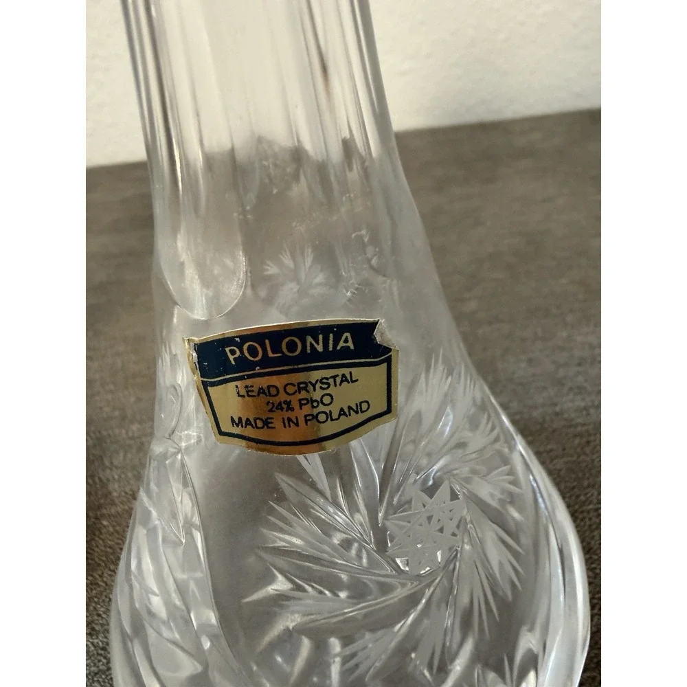 2 Vintage MCM Hand Cut 24% PbO Lead Crystal Decanter Polonia Made In Poland